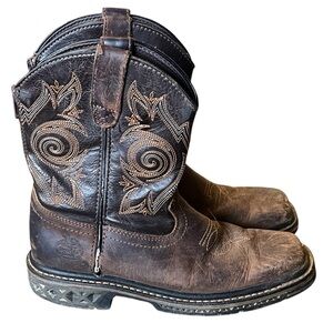 Georgia Boots kids carbo-tec 8” brown leather square toe western boots